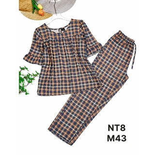 NT8-Tay lỡ loe quần dài tole lanh mặc nhà nữ thấm hút mồ hôi tốt 45kg-70kg