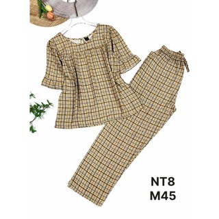 NT8-Tay lỡ loe quần dài tole lanh mặc nhà nữ thấm hút mồ hôi tốt 45kg-70kg