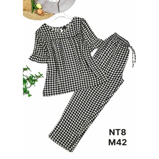 NT8-Tay lỡ loe quần dài tole lanh mặc nhà nữ thấm hút mồ hôi tốt 45kg-70kg