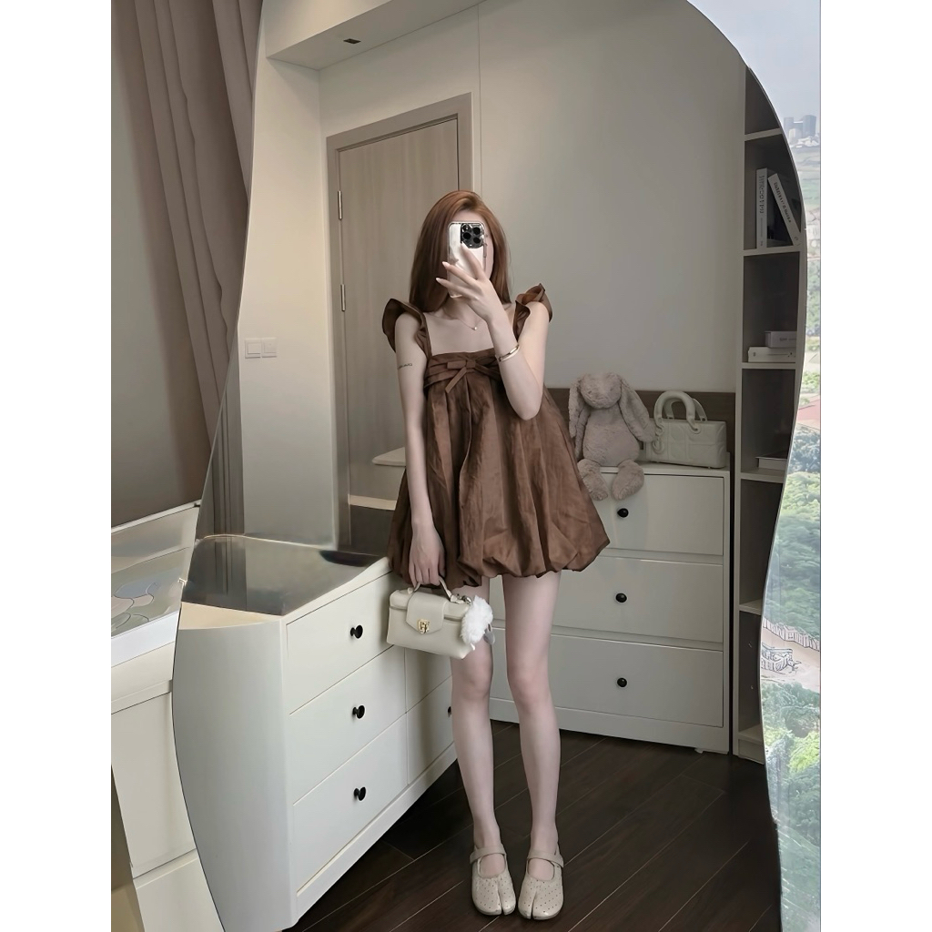 [DEAL MỞ BÁN] Váy Bí Phồng Xếp Ly Cánh Tiên Nơ Nguc Chất Gió Nhăn | BigBuy360 - bigbuy360.vn