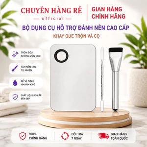 Set Dụng Cụ Hỗ Trợ Đánh Nền nội địa Trung (3 món Khay Que Trộn Kem, Cọ Dẹt Tán Nền)