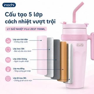 Bình Giữ Nhiệt Fuji Zest Inochi 950ml - Inox 304 Có Ống Hút Giữ Nóng Lạnh 6H+ Nắp Kín Chống Tràn