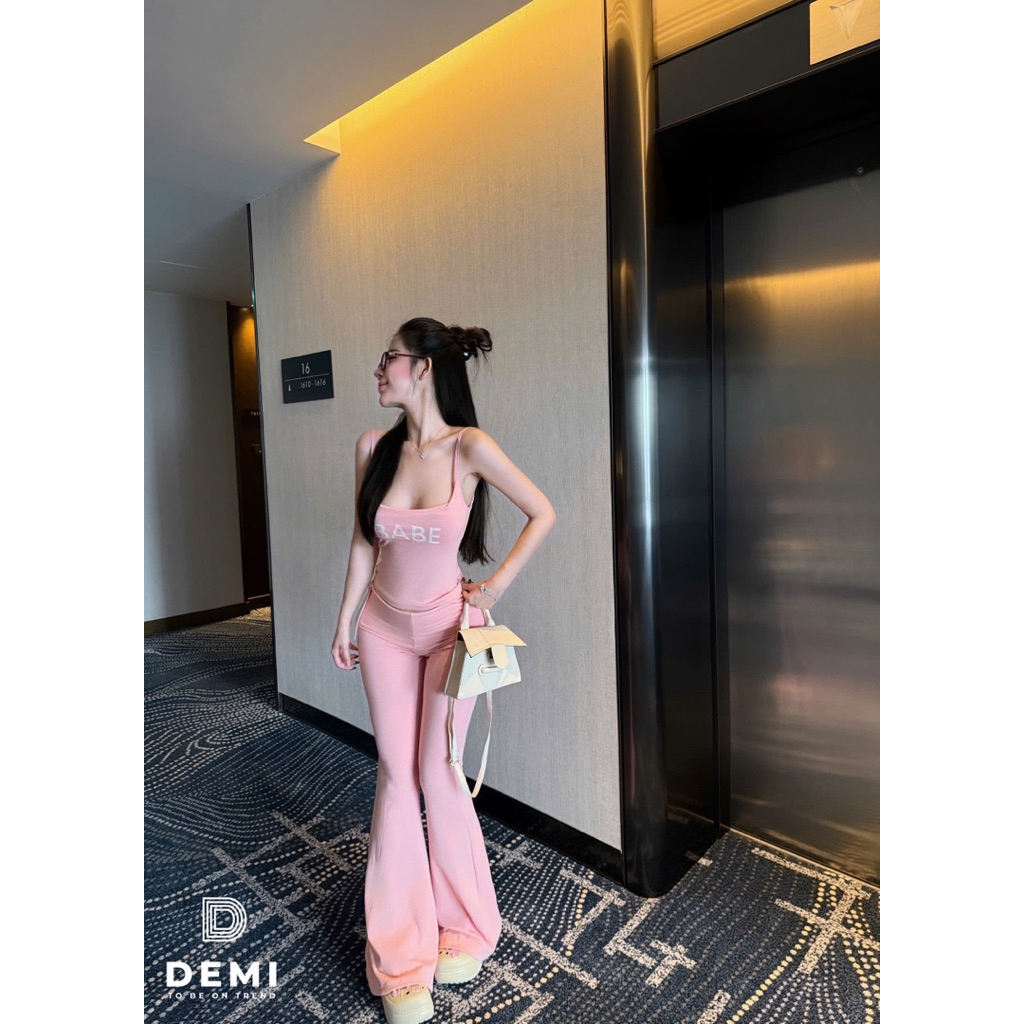 Set BABE áo 2 dây quần loe cạp bẻ hack dáng với tone màu nổi bật siu đỉnh 🔥