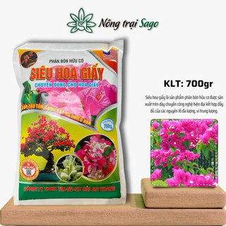 Phân Bón Hoa Giấy GreenHome, Bao 700gr, Hữu Cơ, Giúp Thân Cứng Cáp, Tạo Tán, Ra Bông Nhiều, Lâu Tàn