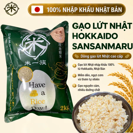 Gạo Lứt Hokkaido Sansanmaru 2kg Nhập Khẩu Nhật Bản