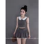 Set áo mix chân váy 2 màu ghi / đen s.m