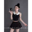 Set áo mix chân váy 2 màu ghi / đen s.m