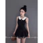 Set áo mix chân váy 2 màu ghi / đen s.m