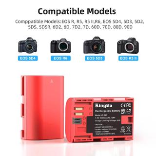 Kingma LP-E6P 2600mAh | Pin và sạc máy ảnh cho Canon EOS R63 R52 R R52 R6 R5 5D2 5D3 5D4 6D 6D2 7D 70D 80D 90D