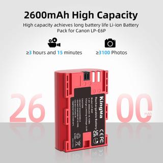 Kingma LP-E6P 2600mAh | Pin và sạc máy ảnh cho Canon EOS R63 R52 R R52 R6 R5 5D2 5D3 5D4 6D 6D2 7D 70D 80D 90D