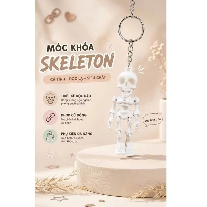 [MUA 3 TẶNG 1 MUA 5 TẶNG 2] Móc Khóa Bộ Xương Cử Động Khớp Độc Đáo - Đồ Chơi In 3D Độc Lạ Làm Quà Tặng, Treo Balo
