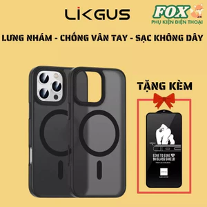 Ốp Lưng Likgus Magnetic MATE Nhám Sạc Không Dây Từ Tính Cho IPhone 12 13 14 15 16 17Promax-17pro