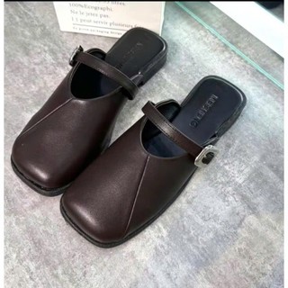 Giày Sục Nữ Da Đế Bệt Quai Ngang Mềm Mại Phong Cách Công Sở Phù Hợp Đi Làm