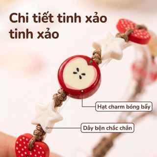 Vòng Tay Handmade Hình Quả Táo Phong Cách Vintage Mori Girl Dễ Thương, Phụ Kiện Nữ Độc Đáo Quà Tặng Ý Nghĩa