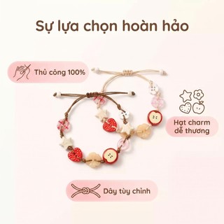 Vòng Tay Handmade Hình Quả Táo Phong Cách Vintage Mori Girl Dễ Thương, Phụ Kiện Nữ Độc Đáo Quà Tặng Ý Nghĩa