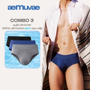 Combo 3 Quần Lót Nam Brief Cotton Cao Cấp Mát Lạnh, Mềm Mịn Thoáng Khí, Hoà Vào Da - Muvae (aeMuvae)