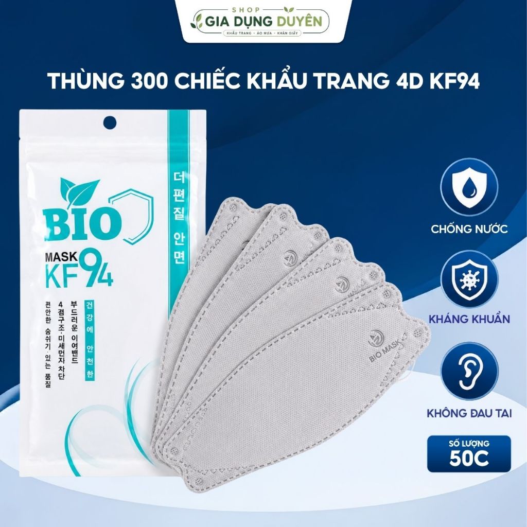 THÙNG 300 CHIẾC KHẨU TRANG 4D KF94, CHỐNG BỤI MỊN, KHÁNG KHUẨN TỐT CHO NGƯỜI SỬ DỤNG