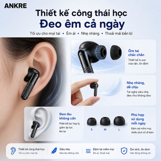 Tai Nghe Bluetooth ANKRE Không Dây Bluetooth 5.3, Âm Thanh Sống Động, Đeo Êm Tai, Phù Hợp Học Tập Làm Việc Thể Thao