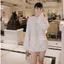 Set Áo lụa dáng suông dài tay basic kèm chân váy chữ A ngắn style Hàn Quốc thanh lịch ,chất lụa satin cao cấp mềm mại