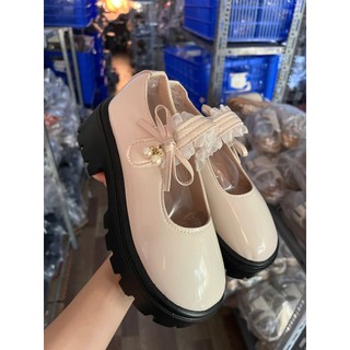 Giày Búp Bê Nữ Đế Độn 4cm Da Bóng Cài Quai Thiết Kế Sang Trọng Hiện Đại