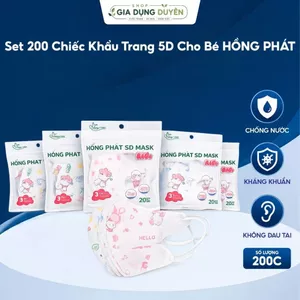 Set 200 Chiếc Khẩu Trang 5D Cho Bé HỒNG PHÁT, Nhiều Họa Tiết Siêu Dễ Thương Cho Bé 3-10 Tuổi
