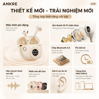 Tai Nghe Bluetooth ANKRE Piano Không Dây 5.4, Màn Hình LED Hiển Thị Pin, Âm Thanh Hi-Fi, Type-C, Chống Nước IPX5