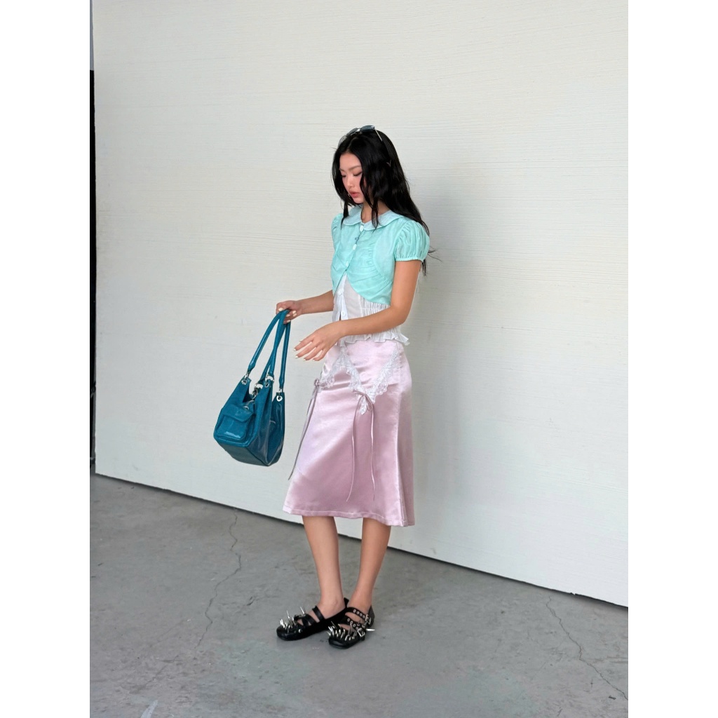 Seollem Satin Skirt - Remmus | Chân váy lụa satin ngọc trai form midi - BST ACID CANDY