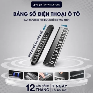Bảng số điện thoại ô tô chính hãng ZYTEK gắn taplo khi dừng đỗ xe, số phản quang, hợp kim cao cấp