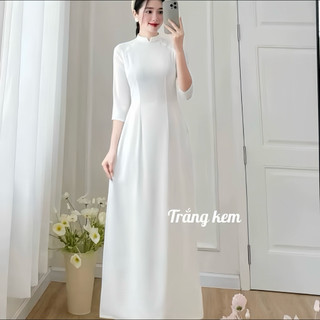 [Áo Dài Tay Lỡ][Hàng Sẵn] Áo Dài Học Sinh,Đồng Phục Cấp3,..Dress Women Voi Voan Kem,vải lụa Mỹ