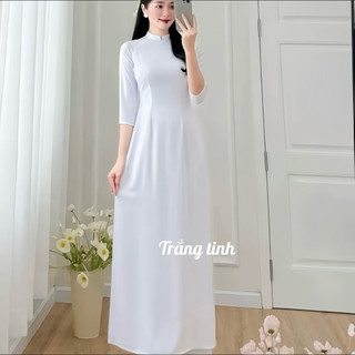 [Áo Dài Tay Lỡ][Hàng Sẵn] Áo Dài Học Sinh,Đồng Phục Cấp3,..Dress Women Voi Voan Kem,vải lụa Mỹ