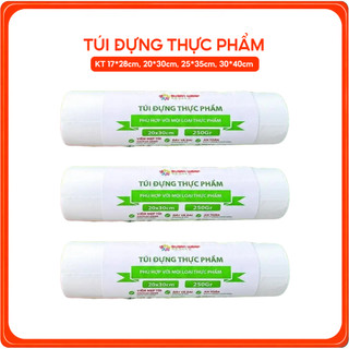 Combo 4 Túi Đựng Thực Phẩm Túi Nilon PE Tự Hủy Sinh Học An Toàn Dai Bền Chịu Lạnh Túi Cuộn Nhiều Kích Thước