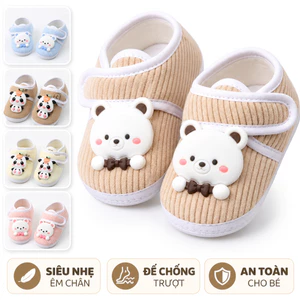 Giày vải mềm tập đi quai dán chống trượt siêu nhẹ cho bé trai bé gái sơ sinh 0-1 tuổi ShinHome