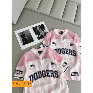 Áo Thun Nữ Dodgers Kitty Màu Hồng Form Rộng QCCC Cao Cấp