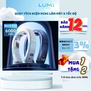 Quạt đeo cổ pin 6000mah, làm mát và làm ấm mùa đông