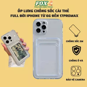 Ốp lưng trong suốt chông sốc có ngăn đựng thẻ / ảnh cho IPhone 11 12 13 14 15 16 17Promax Pro Plius