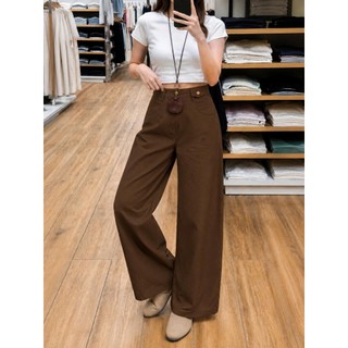 Quần nữ ống rộng cạp cao dáng baggy chất kaki mềm co giãn nhẹ che khuyết điểm nhiều màu TP03