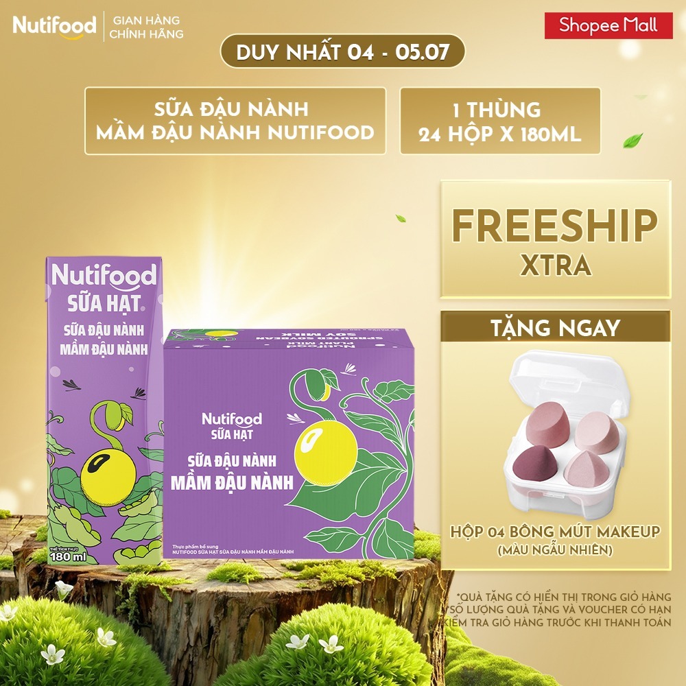 Thùng 24 Hộp Sữa Đậu Nành Mầm Đậu Nành Nutifood Sữa Hạt 180ml