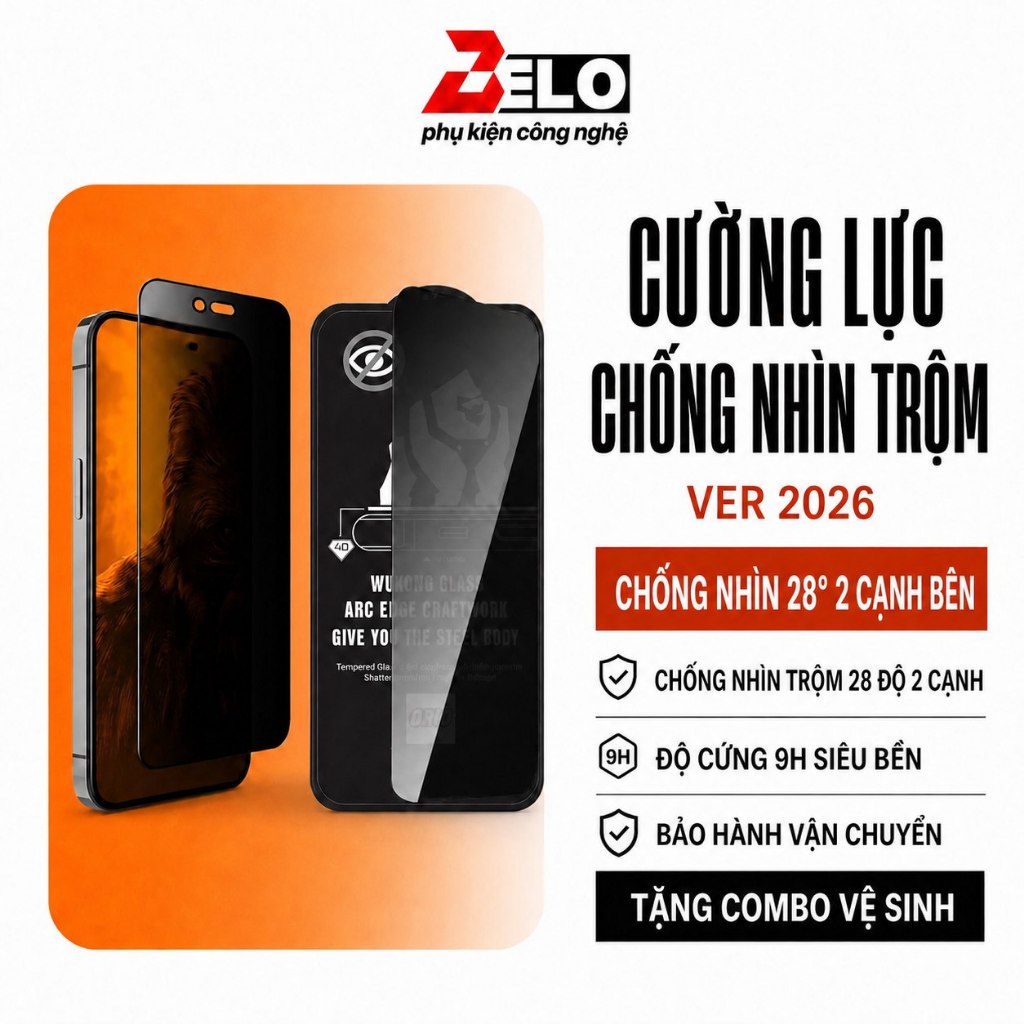 Kính chống nhìn trộm iPhone – Cường lực KK chống nhìn trộm – Belo