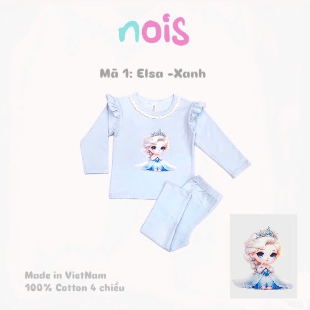 BỘ DÀI TAY BÉ GÁI THƯƠNG HIỆU NOIS chất vải cotton 100% chiều co giãn 4 chiều cho bé mặc khi ngủ, khi trời se lạnh
