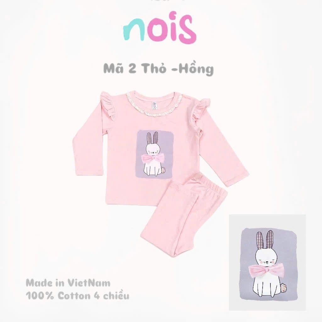 (CUVAKIDS)Bộ Đồ Dài Tay Bé Gái NOIS Cao Cấp - Đồ Bộ Thu Đông Cotton 100% Co Giãn 4 Chiều In Hình Đáng Yêu Cho Bé