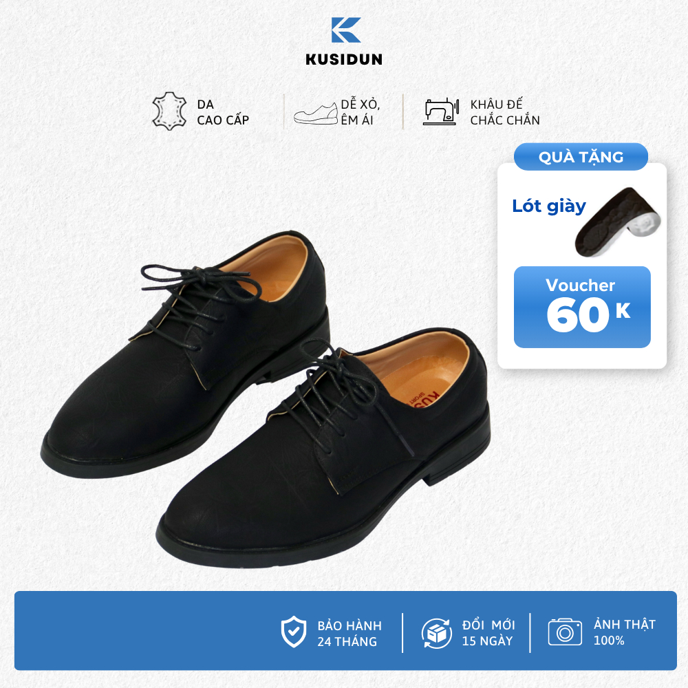 Giày Da Nam Cao Cấp KUSIDUN Mềm Mịn Đế Cao Su Chống Trơn Trượt Phong Cách Thanh Lịch Thời Trang KSD04 Công Sở