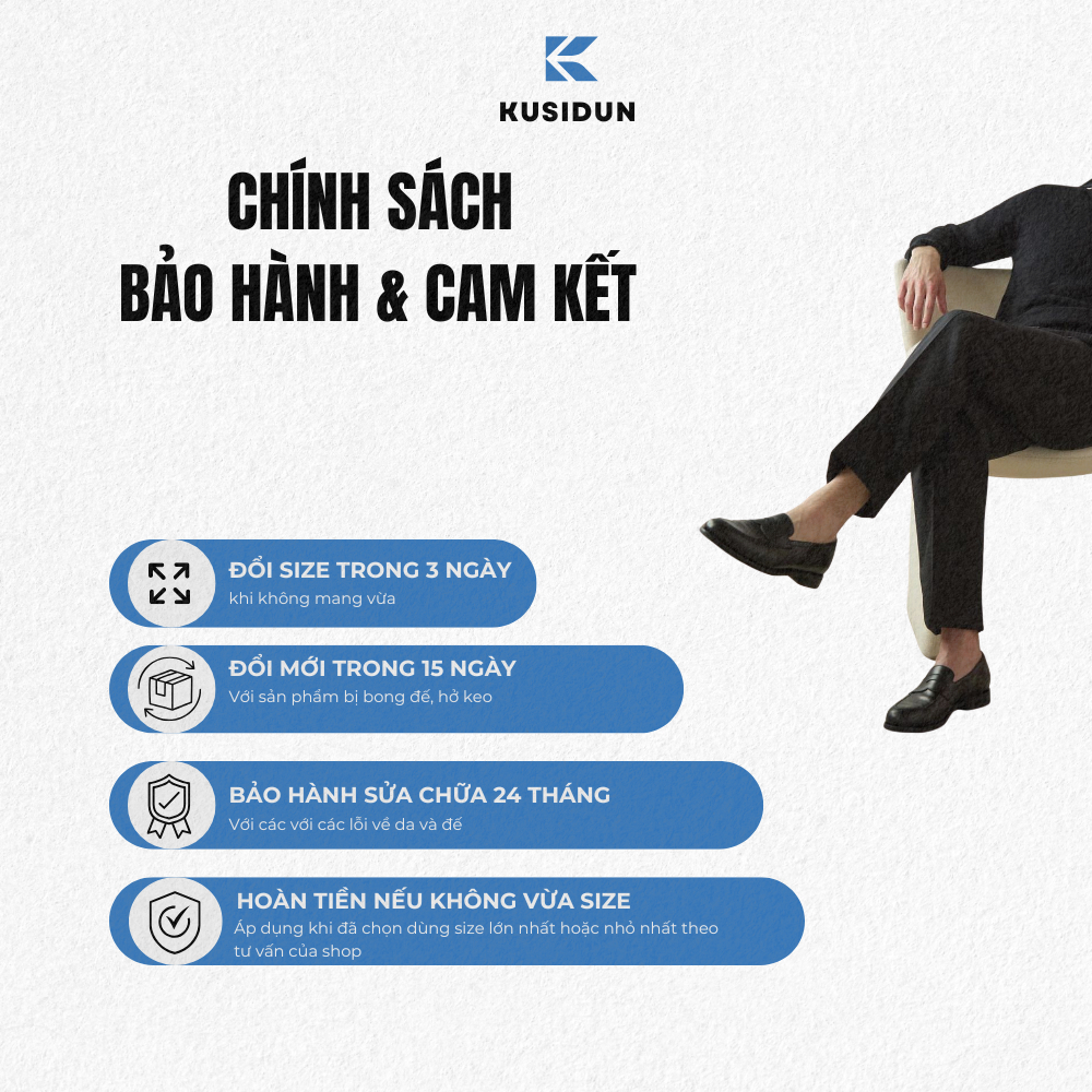 Giày Da Nam KUSIDUN Màu Đen Cao Cấp Mềm Mịn Đế Cao Su Chống Trơn Trượt Phong Cách Thanh Lịch, Trẻ Trung KSD03