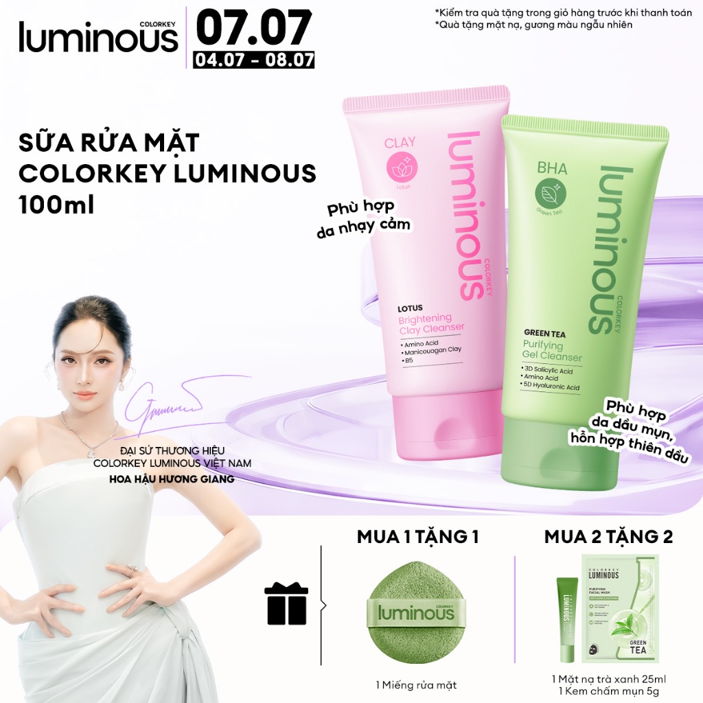Sữa Rửa Mặt |COLORKEY LUMINOUS| Kiềm Dầu, Làm Sạch Sâu Không Khô Da| Cho Da Dầu Mụn, Nhạy Cảm |100g