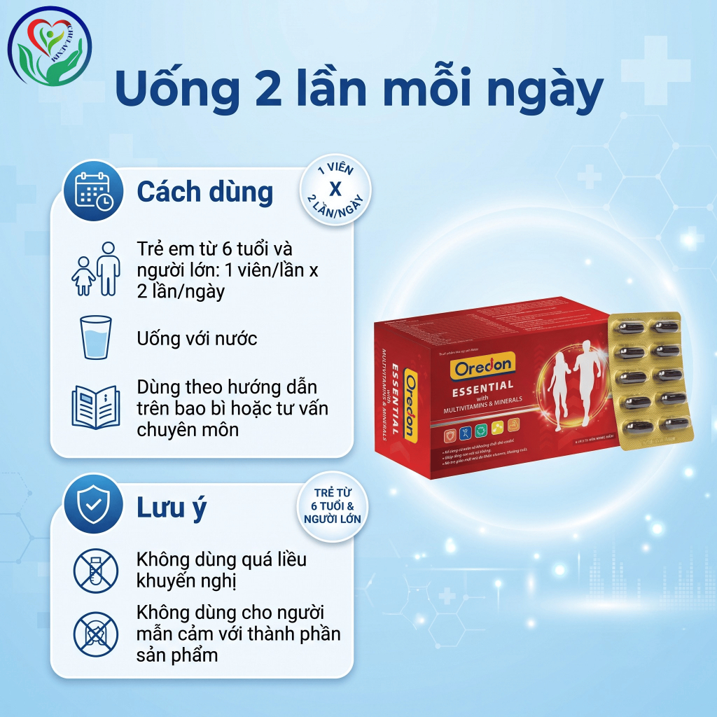 Oredon Essential hộp 60 viên bổ sung vitamin khoáng chất, hỗ trợ đề kháng, giảm mệt mỏi