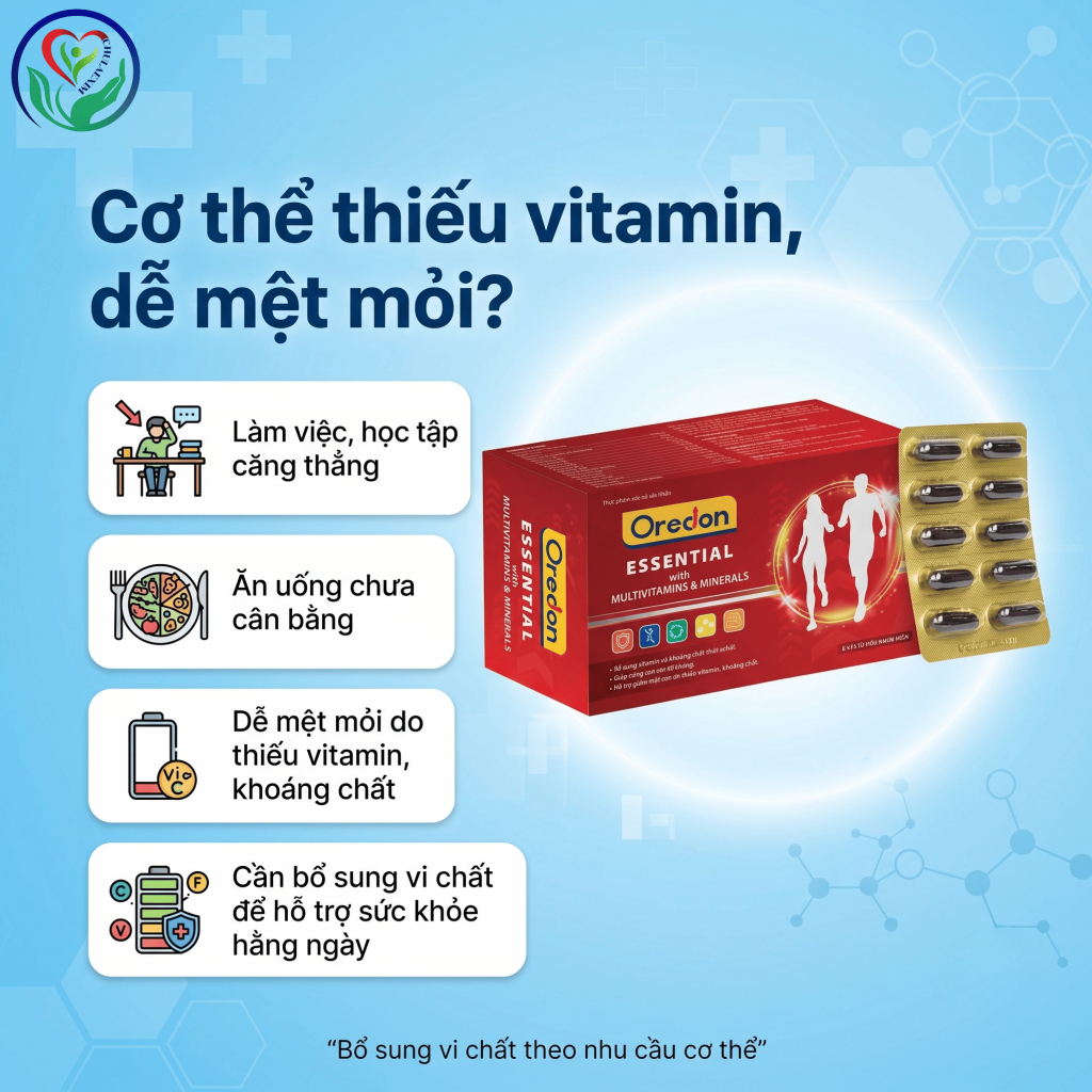 Oredon Essential hộp 60 viên bổ sung vitamin khoáng chất, hỗ trợ đề kháng, giảm mệt mỏi