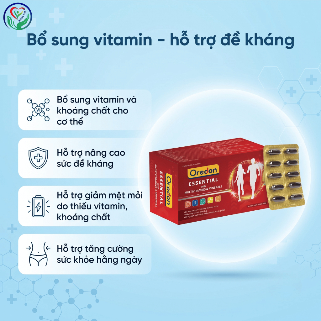 Oredon Essential hộp 60 viên bổ sung vitamin khoáng chất, hỗ trợ đề kháng, giảm mệt mỏi