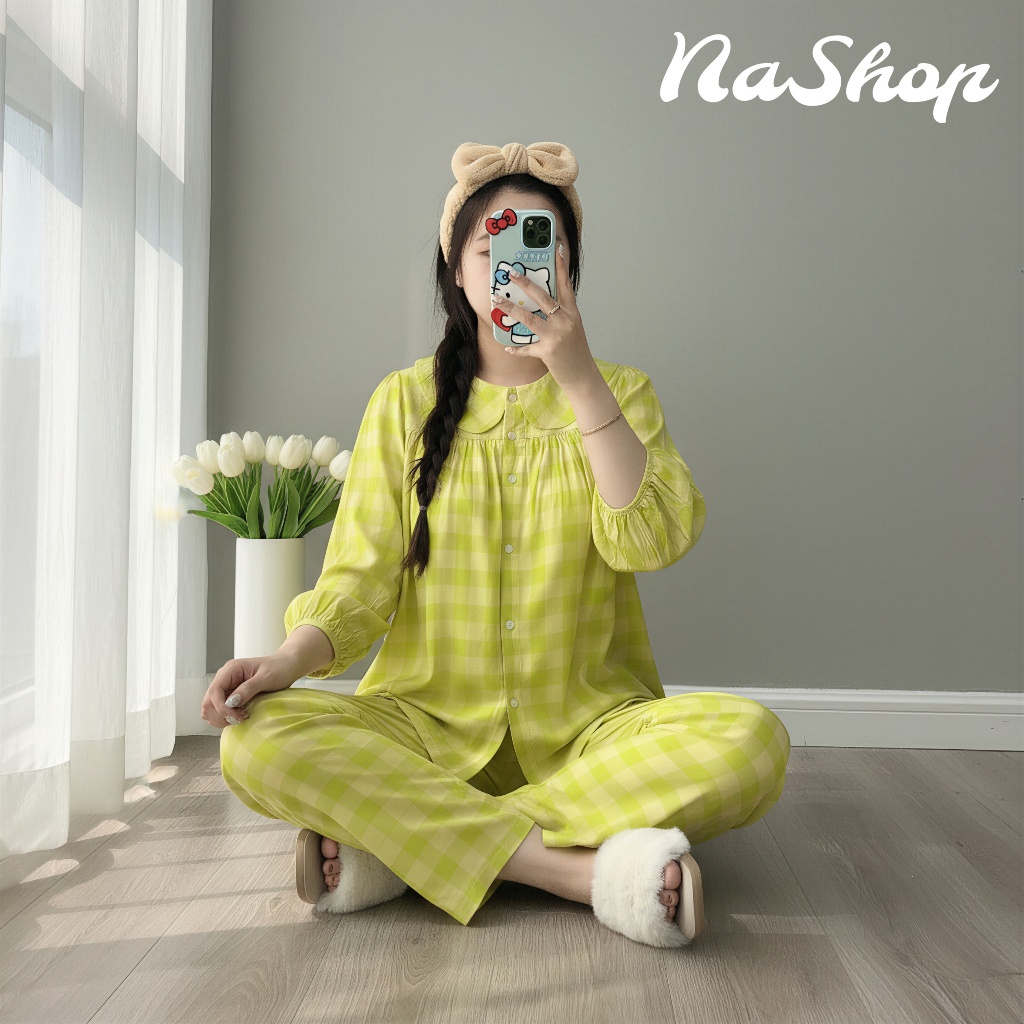 [LẺ XL XXL] Đồ bộ mặc nhà tole lanh Quần dài Áo cổ sen tay lỡ, Chất liệu mát mịn Size 60~75kg