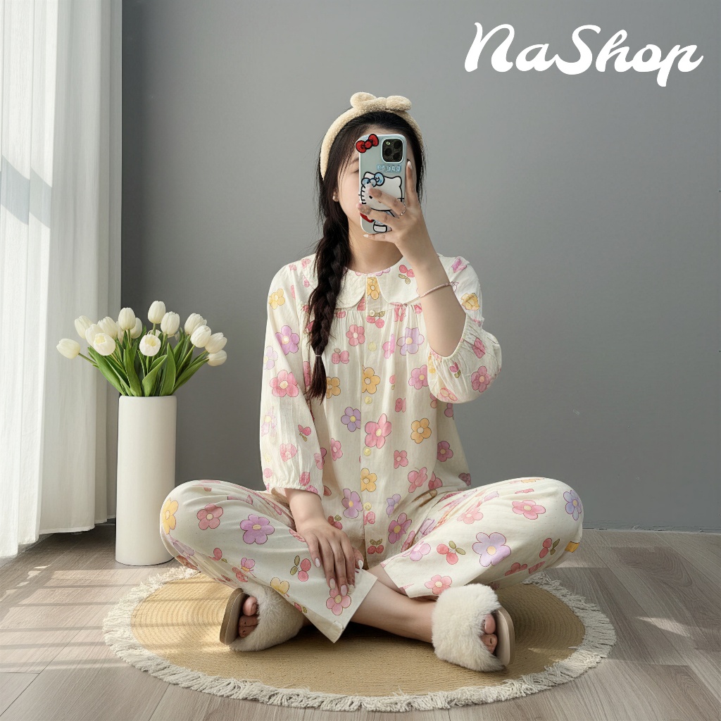 [LẺ XL XXL] Đồ bộ mặc nhà tole lanh Quần dài Áo cổ sen tay lỡ, Chất liệu mát mịn Size 60~75kg