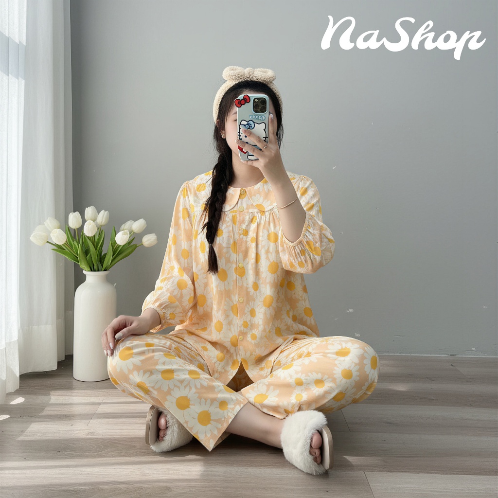 [LẺ XL XXL] Đồ bộ mặc nhà tole lanh Quần dài Áo cổ sen tay lỡ, Chất liệu mát mịn Size 60~75kg