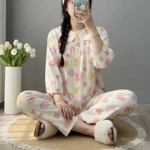 Đồ bộ mặc nhà Quần dài Áo cổ sen tay lỡ Chất vải tôn lanh mềm mát mịn Đủ Size 40-75kg NaShop